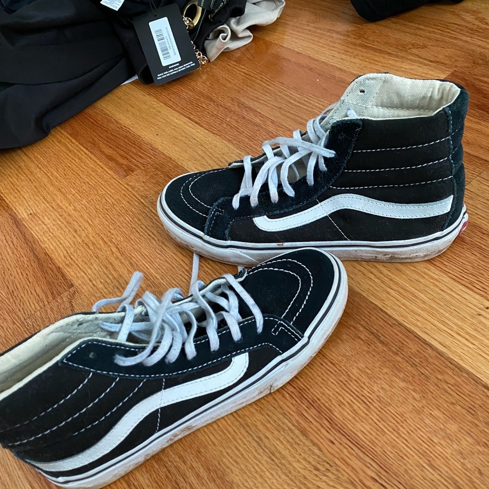 Black Original High top vans, worn, size 8